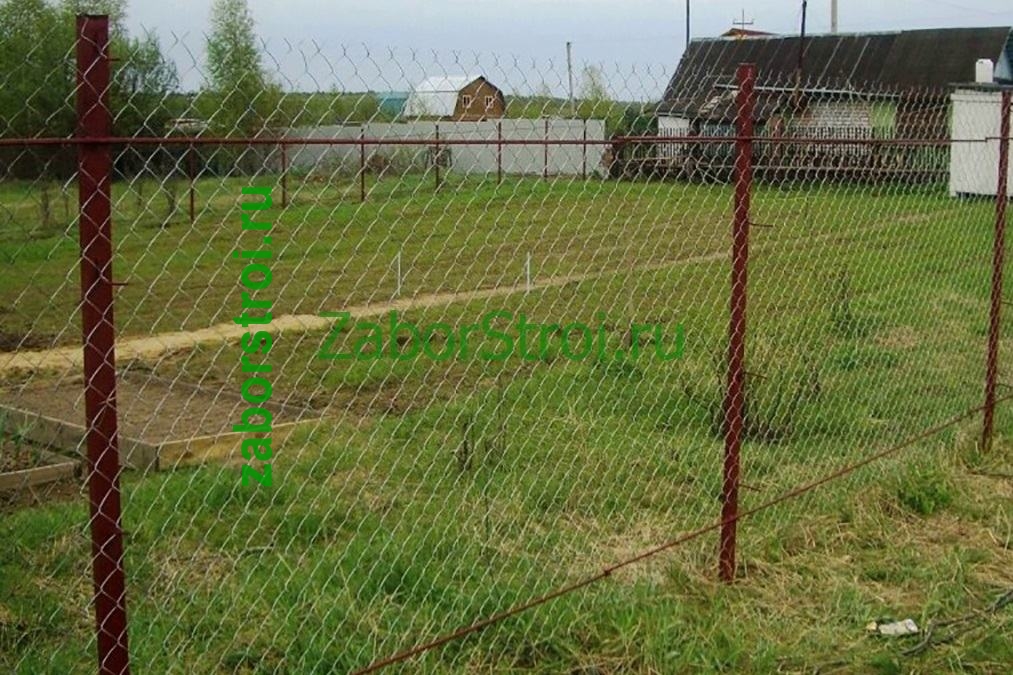 Заборы из сетки рабица в натяг с протяжкой арматуры под ключ с установкой 80 метров